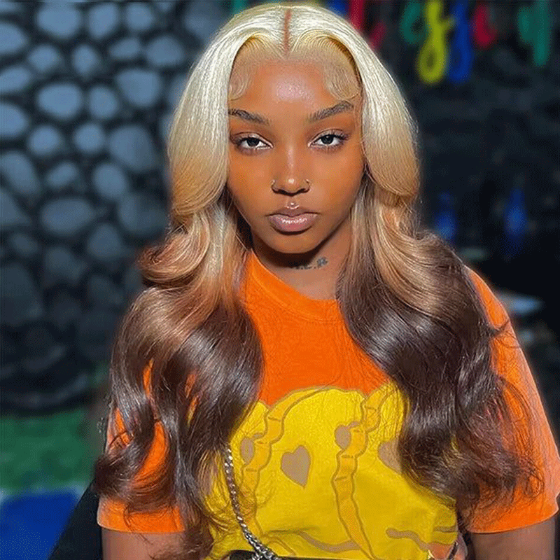 613 Ombre Blonde Body Wave Lace Front Wig #613/#4#1B