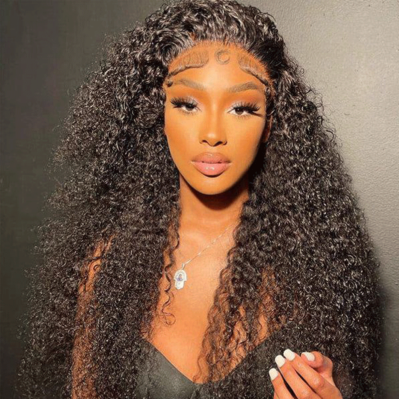 Deep Curly Lace Front Wigs 13x6 Transparent Lace Wig Human Hair ...