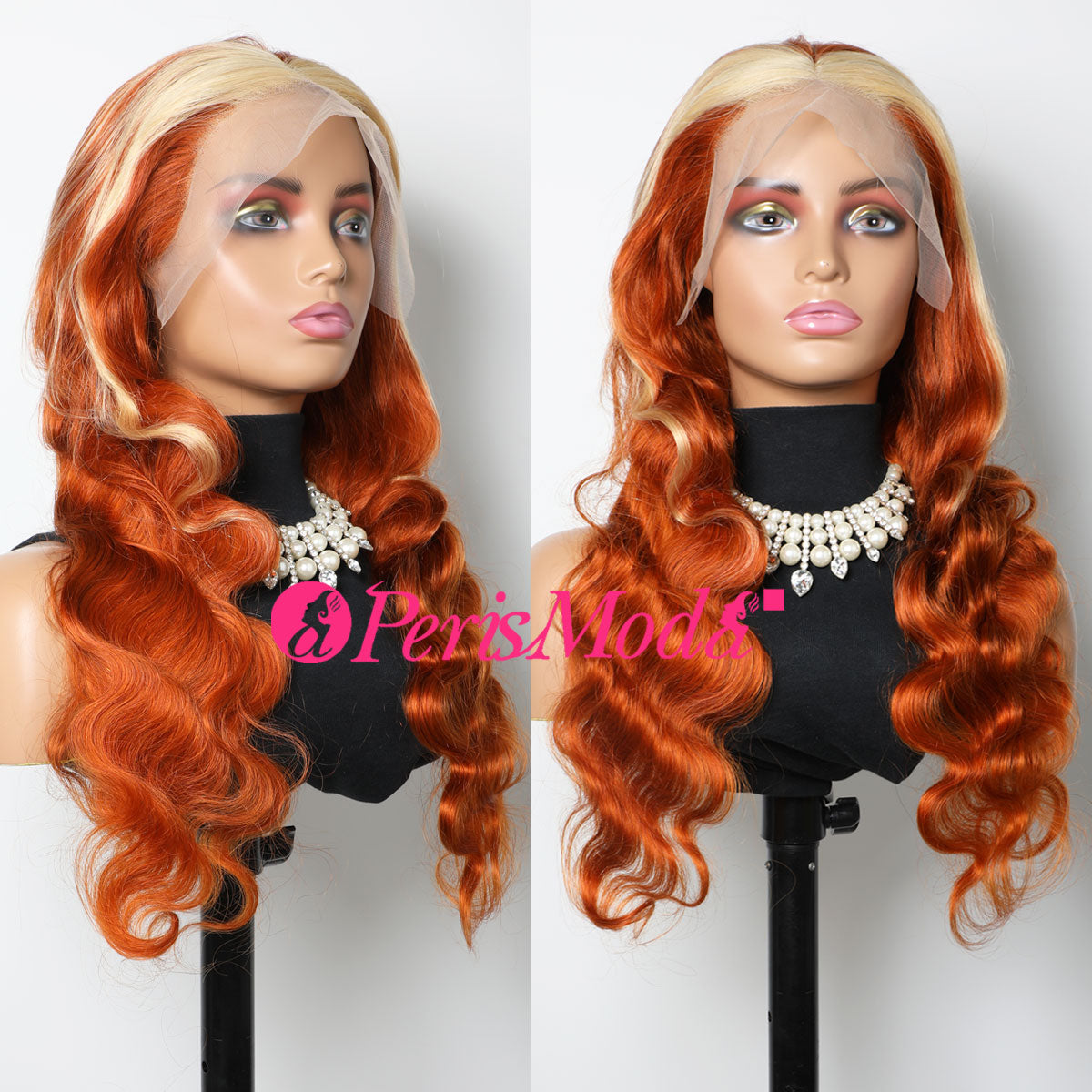 Long Ginger Blonde Body Wave Lace Frontal Human Hair Wig