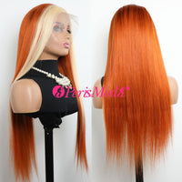 Ginger Blonde Straight Human Hair Wig 13x4 Transparent Lace Front Virgin Hair